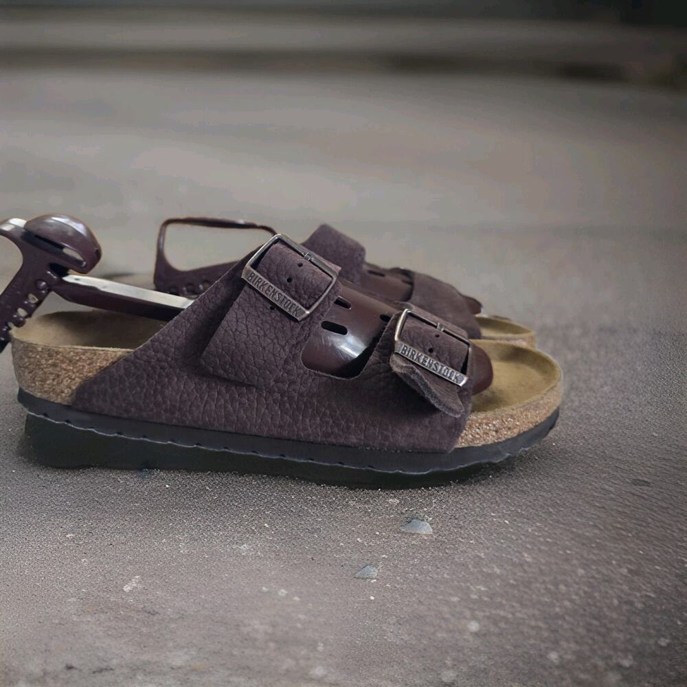 Birkenstock Arizona 41 EU Brown Pebbled Tumbled Leather Sandals Mens 8 Womens 10